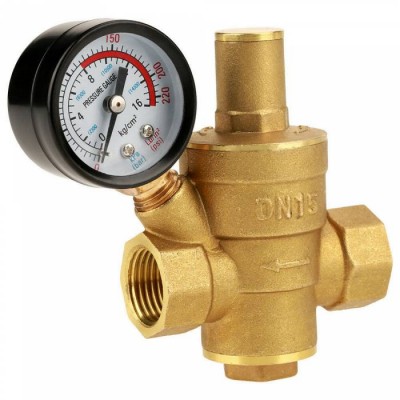 COVNA Adjustable Brass Water Pressure Reducing Valve and 40mm 250 / 300 / 400 bar Liquid Filled Pressure Gauge