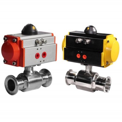 SS316 Tri-clamp Pneumatic Actuator Hygienic 2 way Ball Valve