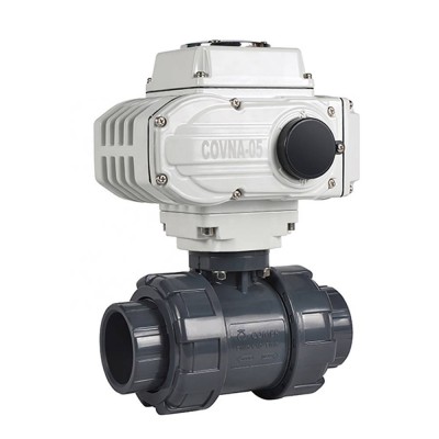 DN15 PVC Double Union Motorized Plastic 2 way Ball Valve with Electric Actuator